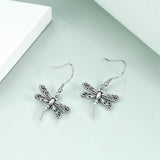 Dragonfly Dangle Drop Earrings Jewelry in Sterling Silver Oxidized