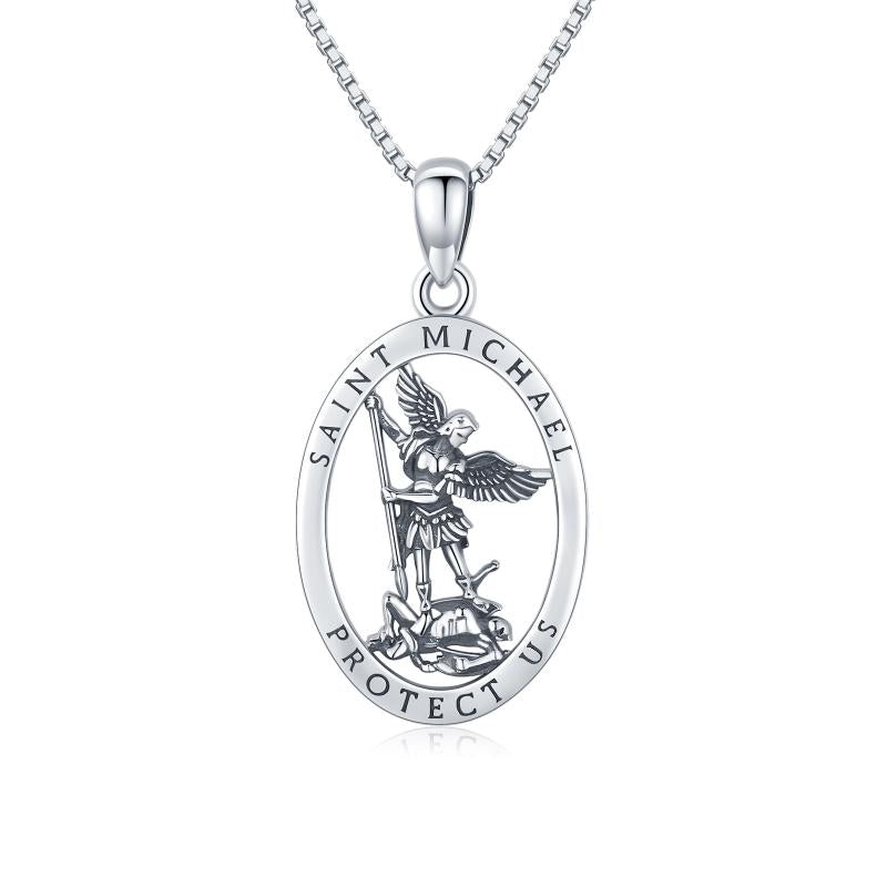 925 Sterling Silver Archangel Pendant St Michael Necklace 