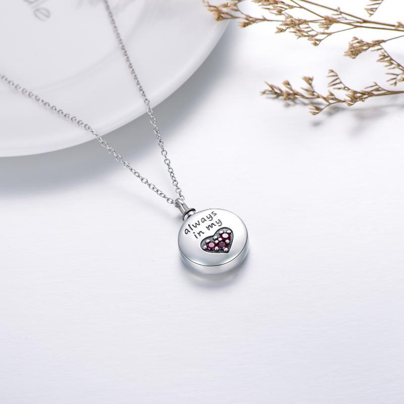 Engraved Heart Cremation Necklace in Sterling Silver