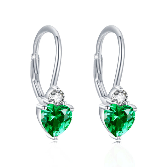 Heart Zirconia Leverback Earrings