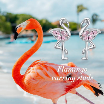 Pink Flamingo CZ Stud Earrings