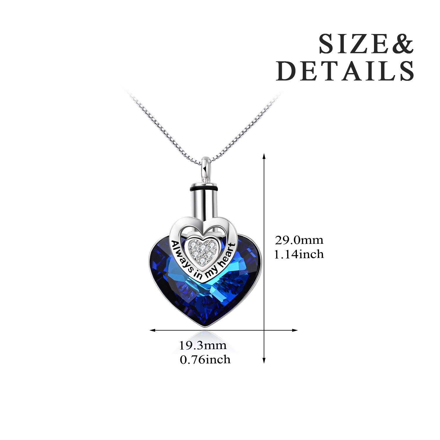 I Love You Forever Crystal Heart Urn Necklace for Ashes