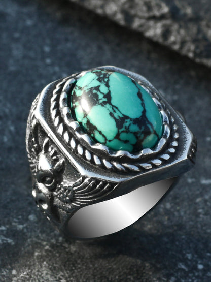 Vintage Turquoise Owl Ring for Men - Symbol of Wisdom & Style