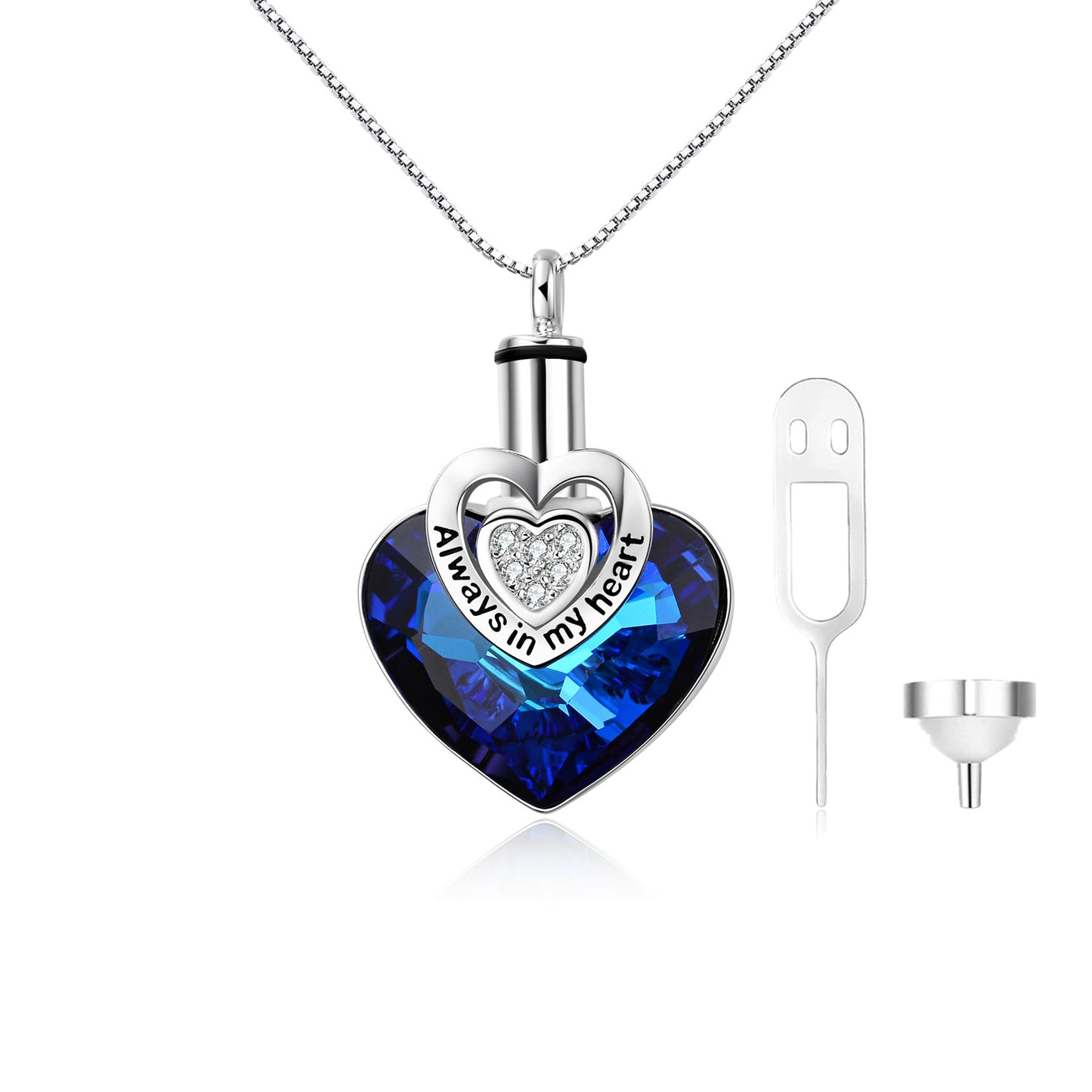 I Love You Forever Crystal Heart Urn Necklace for Ashes