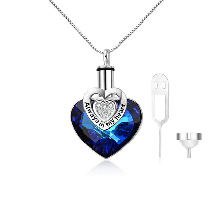 I Love You Forever Crystal Heart Urn Necklace for Ashes