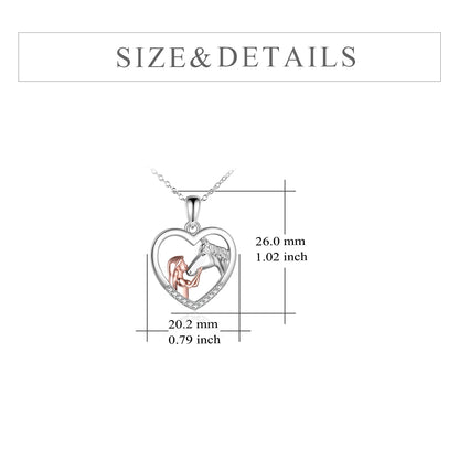 Girls and Horse Pendant Necklace Sterling Silver Gifts for Women Girls