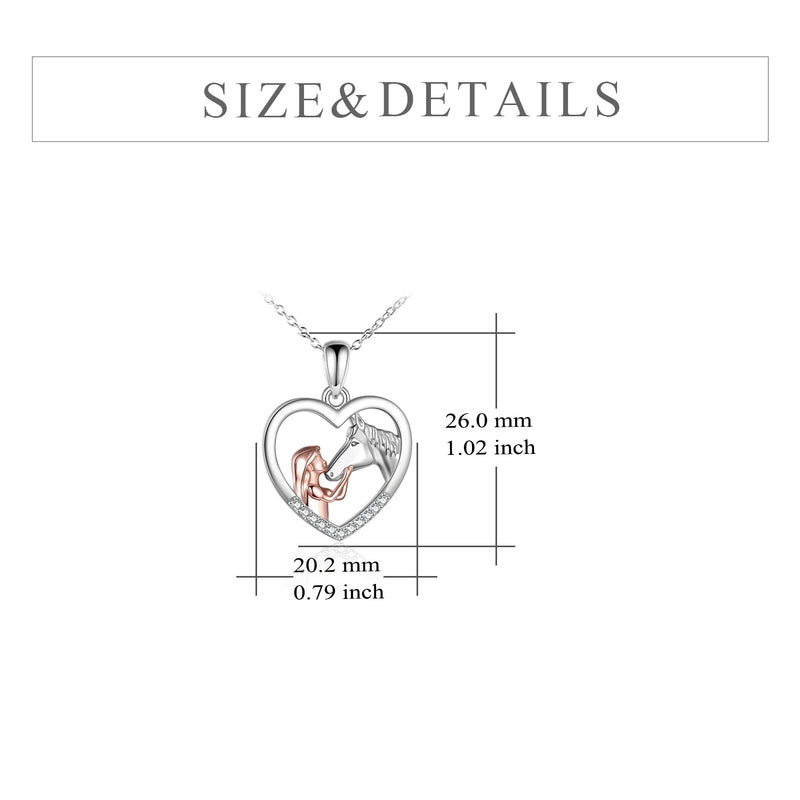 Girls and Horse Pendant Necklace Sterling Silver Gifts for Women Girls