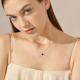 925 Sterling Silver Blue Heart Crystal Mermaid Necklace