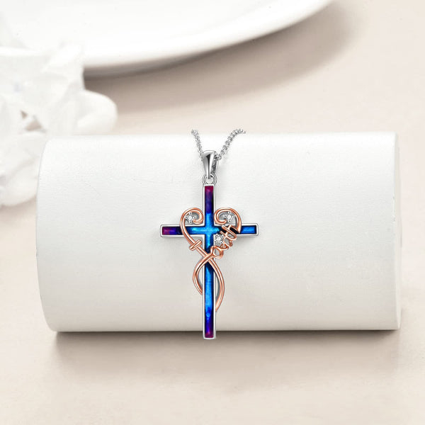 Sterling Silver Women Religious Cross Pendant Necklace Jewelry