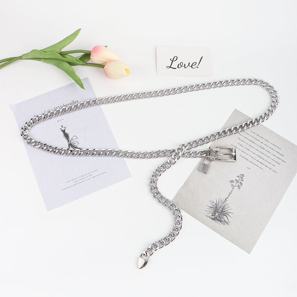 Unlock Your Style with Padlock Love Pendant | Thick Punk Waist Chain Belt