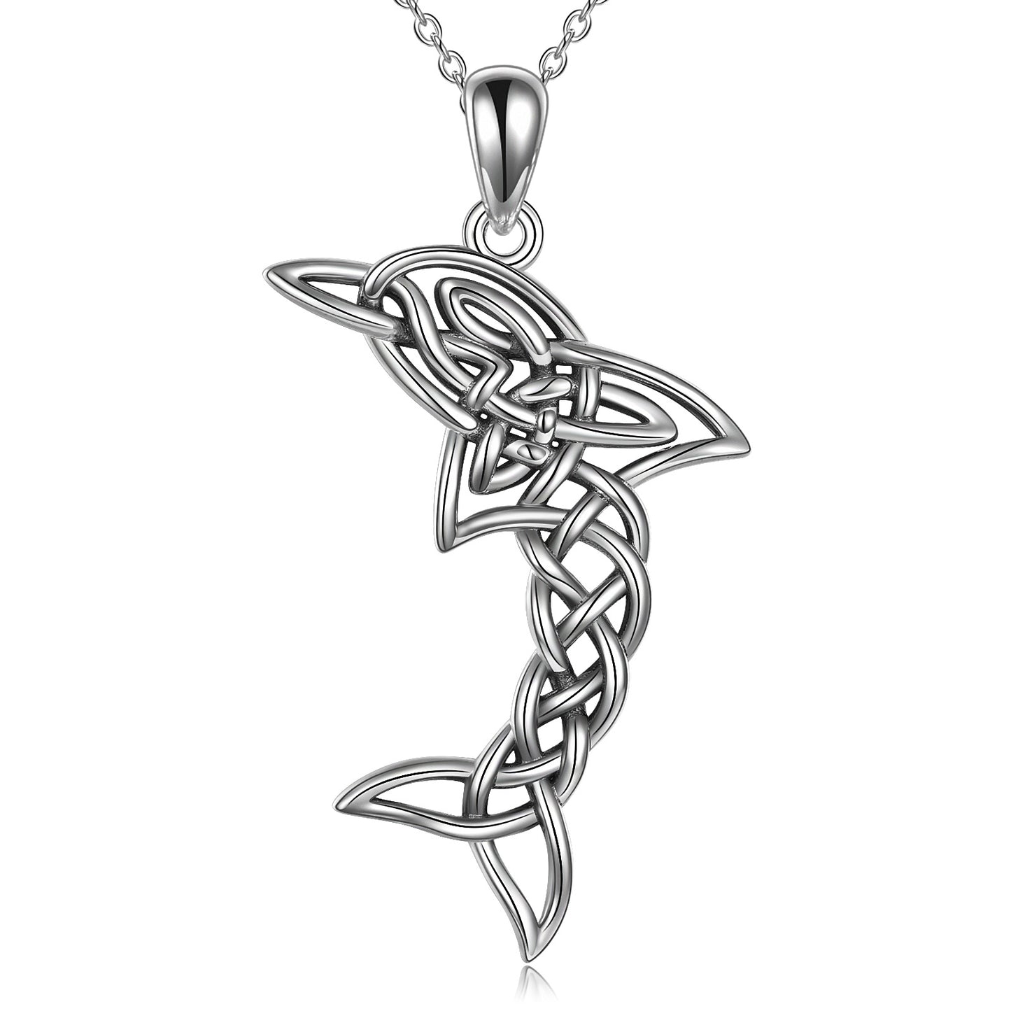 Celtic Knot Dolphin Pendant Necklace