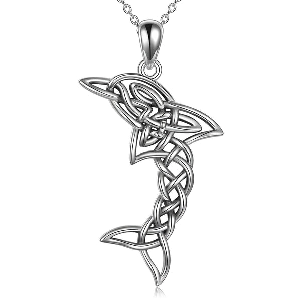 Celtic Knot Dolphin Pendant Necklace