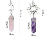 Elegant Vintage Sun Moon Crystal Necklace | Amethyst Obsidian Pendant