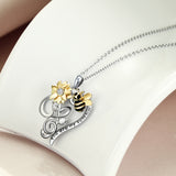 Bee Necklace Sterling Silver Sunflower Necklace You Are My Sunshine Sunflower Flower Pendant Jewelry for Women