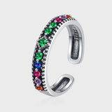 S925 Sterling Silver Girl Retro Style Small Popular Design Fashion Personality Color Zirconium Index Ring