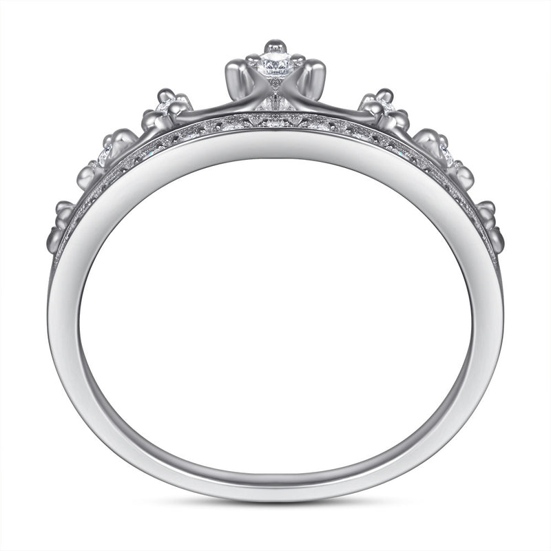 S925 Sterling Silver Princess Crown Ring for Women's