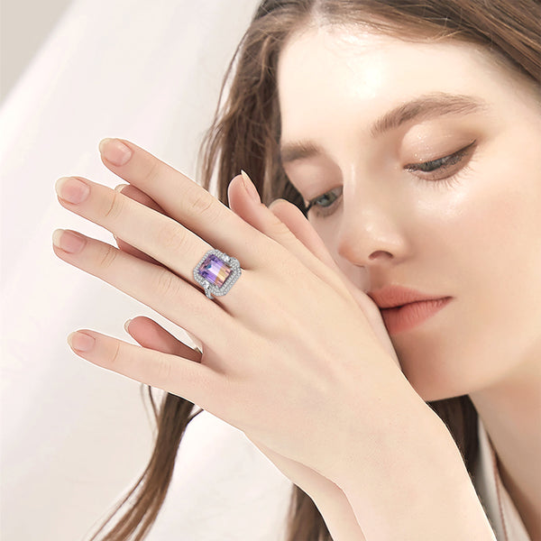 Amethyst Birthstone Purple Crystal Adjustable Ring