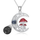 100 languages I Love You Projection Stone Mushroom Moon Necklace Sterling Silver