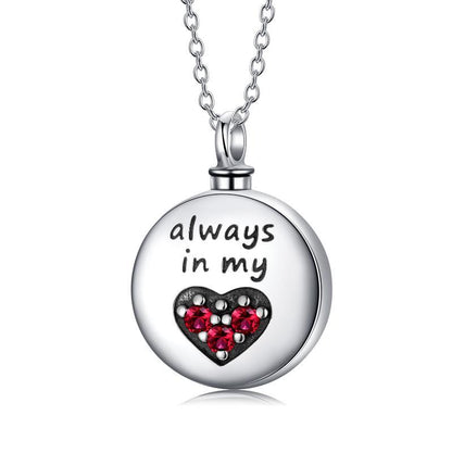 Engraved Heart Cremation Necklace in Sterling Silver