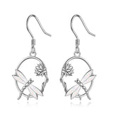 Sterling Silver Dragonfly Opal Dangle Drop Earring Jewelry
