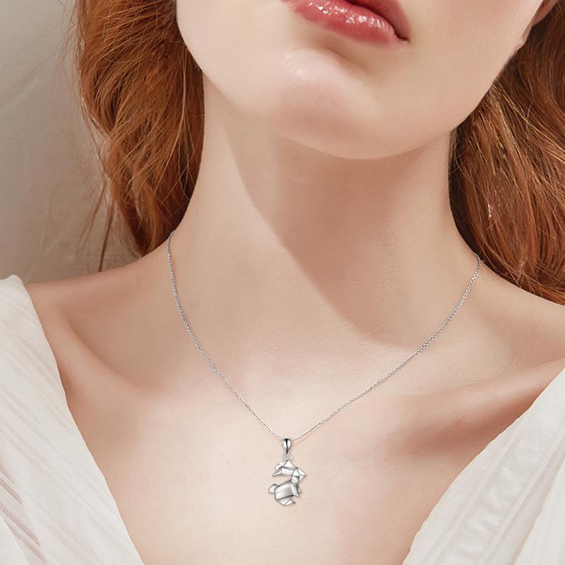 Origami Rabbit Bunny Urn Necklace for Ashes in Sterling Silver as Gifts