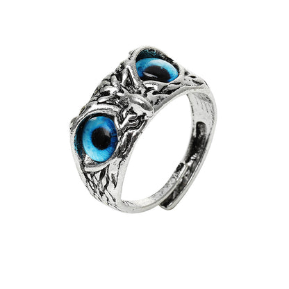 Retro Blue Eyes Owl  Ring