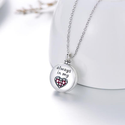 Engraved Heart Cremation Necklace in Sterling Silver