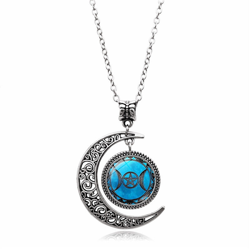 Unlock Lunar Magic with Women's Celtic Triple Moon Goddess Time Necklace | Divine Jewelry