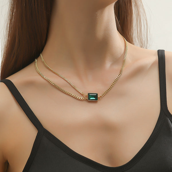 Radiate Elegance with Green Stone Zircon Pendant Necklace