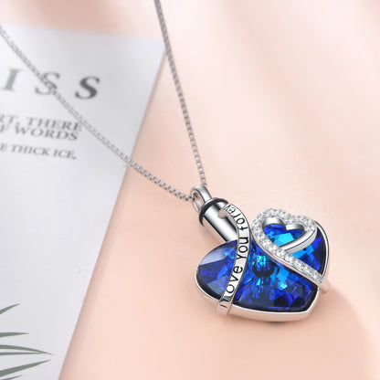 I Love You Forever Crystal Heart Urn Necklace for Ashes