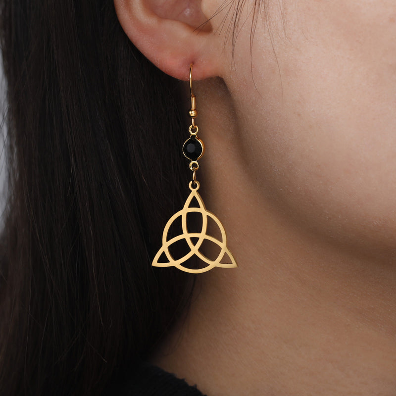 Elevate Your Style with Titanium Steel Celtic Triangle Earrings