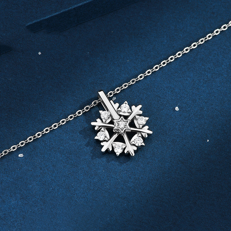 Rotatable Snowflake Necklace - Sterling Silver S925