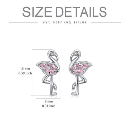 Pink Flamingo CZ Stud Earrings