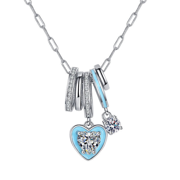 S925 Lucky Heart Candy Necklace with Colorful Beads