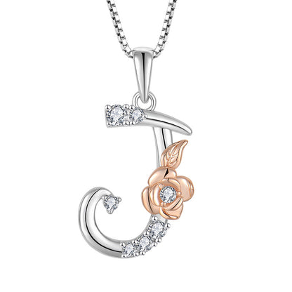 English Letters Pendant Collarbone Chain with Inlaid Zirconia