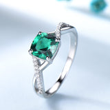 Cubic zirconia Sterling Silver Emerald Engagement Ring for Women's