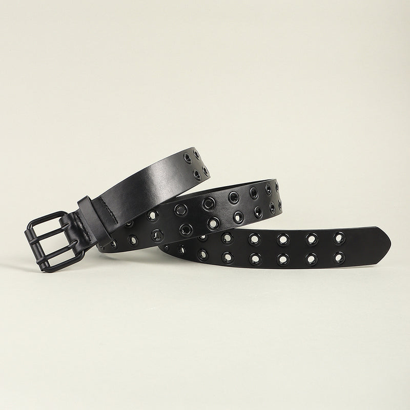 Men's And Women's Double-buckle Cutout Hip Hop Trend Metal Cutout Punk Belts