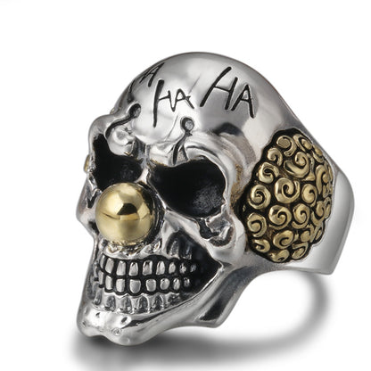 Real 925 Silver Joker Skull Ring - Gothic Style