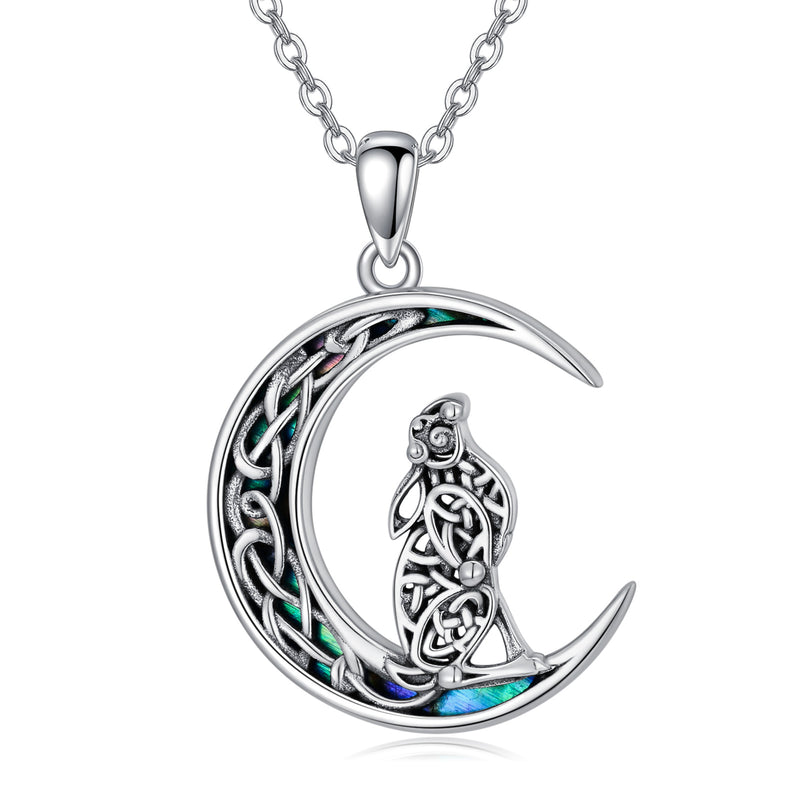 Celtic Knot Bunny Moon Necklace Sterling Silver Abalone Shellfish Pendant Jewelry Gifts