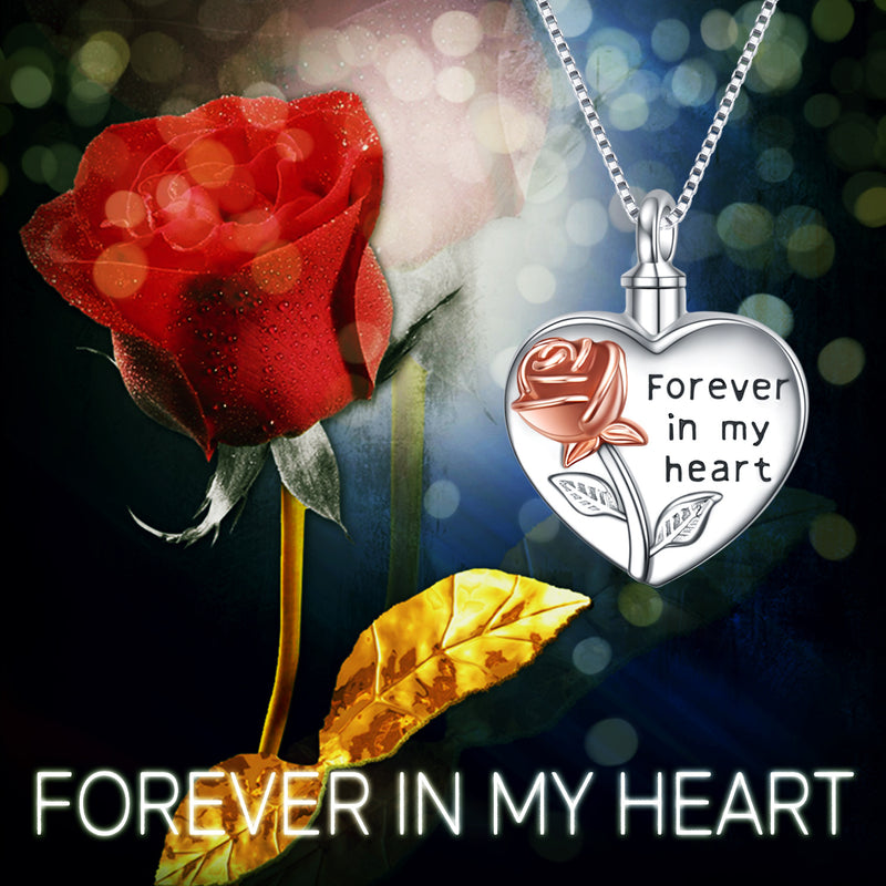 Elegant Rose Flower Urn Necklace - Forever in My Heart