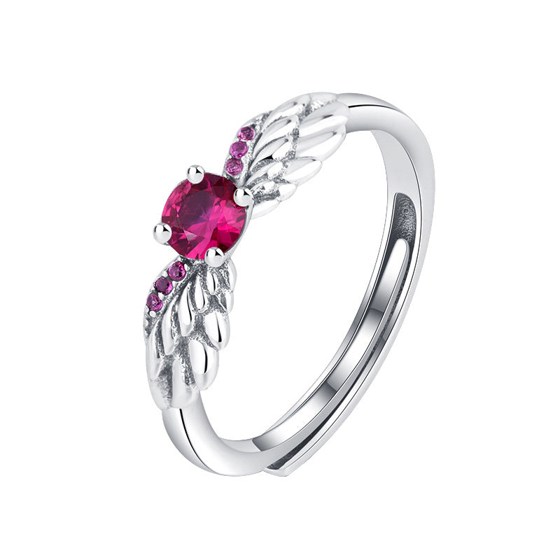 925 Sterling Silver Angel's Wing Index Finger Ring Female Obsesie