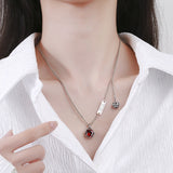 925 Sterling Silver Crown Retro Round Stone Necklace for Women's Obsesie