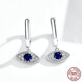 925 Sterling Silver Lucky Blue Eyes Dangle Earrings Charm Jewelry Obsesie