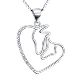 925 Sterling Silver Necklace Double Horse Head Pendant Necklace Obsesie
