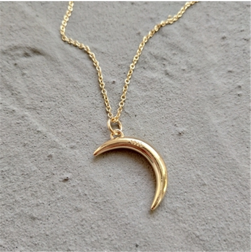 925 Sterling Silver Necklace Moon Design Gold Necklace Obsesie