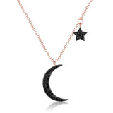 925 sterling silver Vintage Star Moon Clavicle Chain Necklace Obsesie