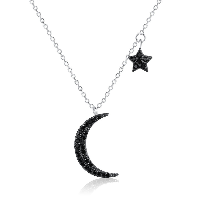 925 sterling silver Vintage Star Moon Clavicle Chain Necklace Obsesie