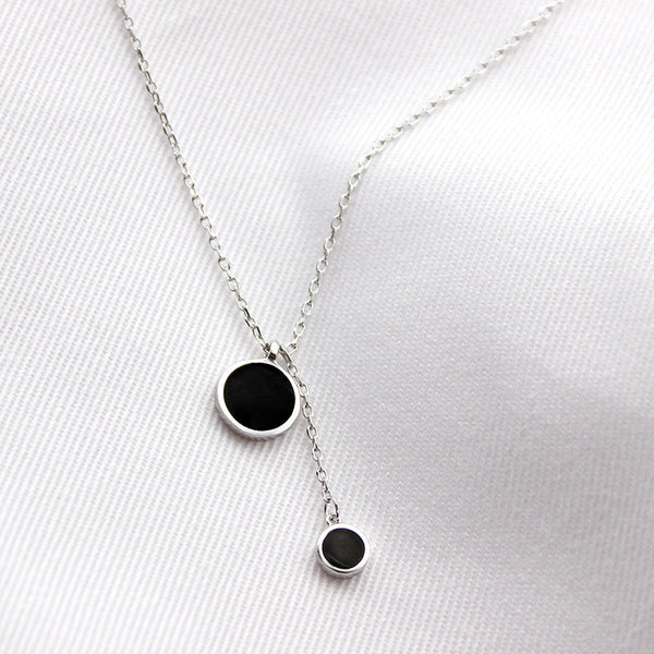 925 sterling silver black circle Minimal Design Necklace Obsesie