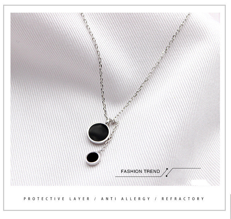 925 sterling silver black circle Minimal Design Necklace Obsesie