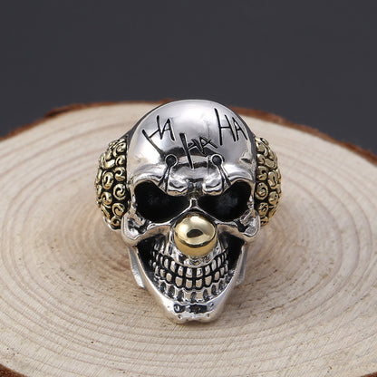 Real 925 Silver Joker Skull Ring - Gothic Style